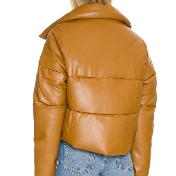 Free People Apparis Jemma Puffer Jacket Bomber Coat in Cognac Brown - Picture 5 of 11